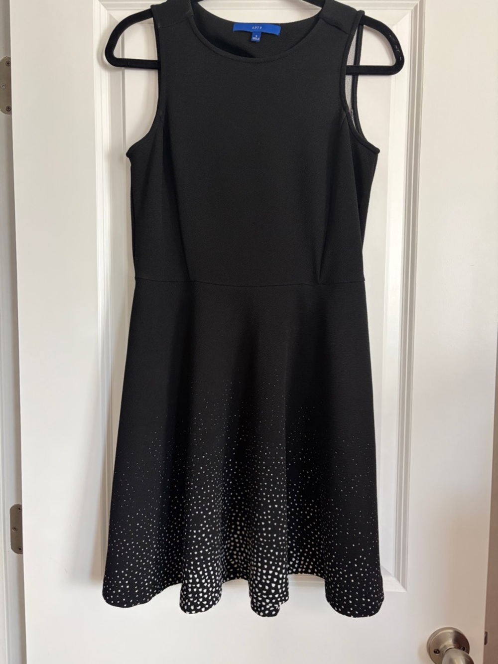 Apt. 9 Black Sleeveless Fit-and-Flare Dress with White Dot Ombre
